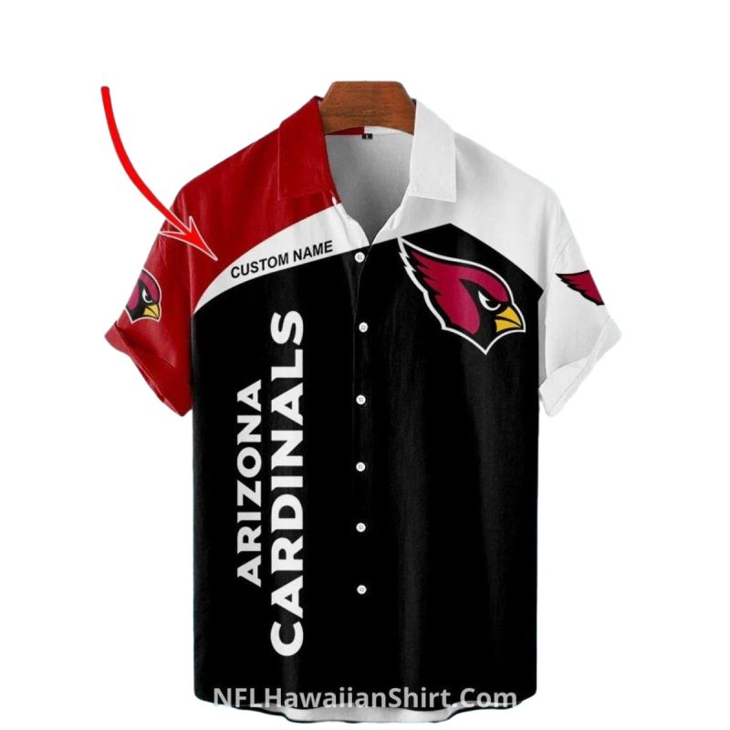 Personalized Arizona Cardinals Lover Logo Black And Red Split Hawaiian Shirt 1