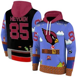 Personalized Arizona Cardinals Mario Blue Black AOP Hoodie