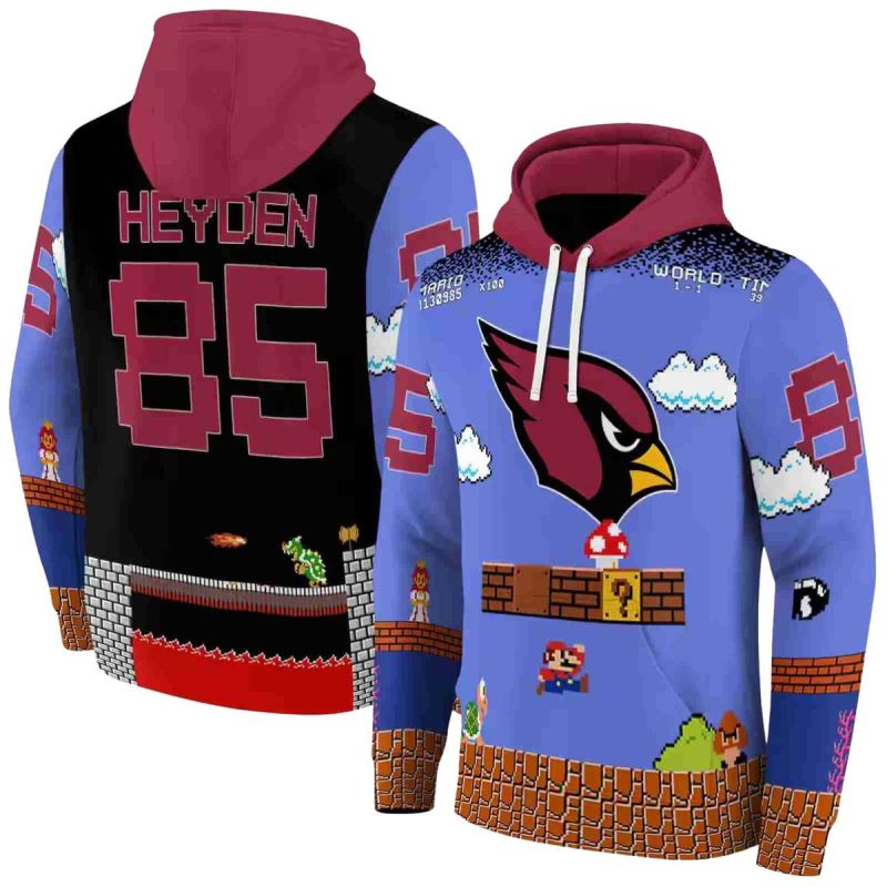 Personalized Arizona Cardinals Mario Blue Black Aop Hoodie 1