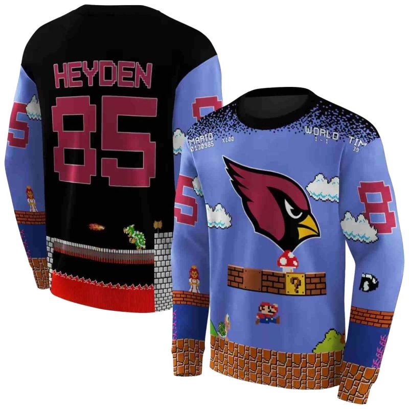 Personalized Arizona Cardinals Mario Blue Black Aop Sweatshirt 1