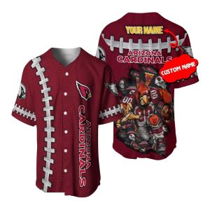 Personalized Arizona Cardinals Mascot And Ball Baseball Jersey