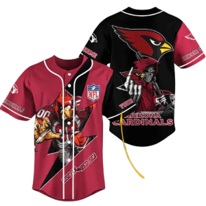 Personalized Arizona Cardinals Mascot And Dead Skull Halloween Baseball Jersey