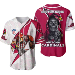 Personalized Arizona Cardinals Mascot And Skull White Red Baseball Jersey