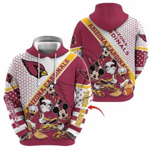 Personalized Arizona Cardinals Mickey Mouse Character Cartoon Movie AOP Hoodie