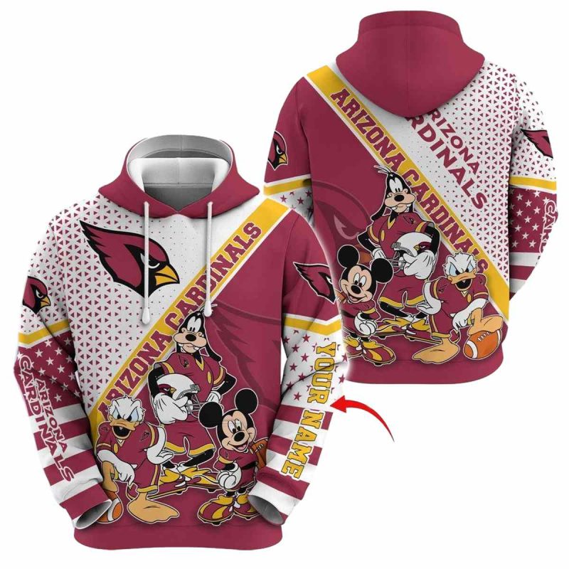 Personalized Arizona Cardinals Mickey Mouse Character Cartoon Movie Aop Hoodie 1
