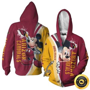 Personalized Arizona Cardinals Mickey Mouse Painting AOP Hoodie
