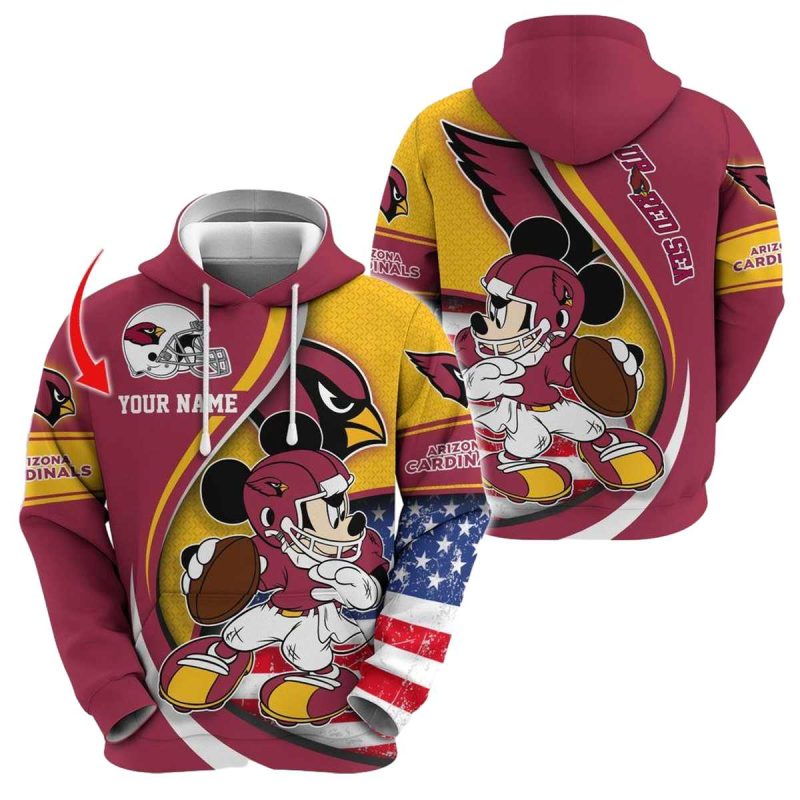 Personalized Arizona Cardinals Mickey Mouse Player Aop Hoodie 1