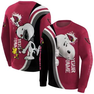 Personalized Arizona Cardinals Peeking Snoopy Red AOP Sweatshirt
