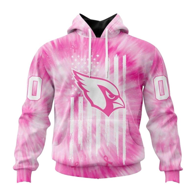 Personalized Arizona Cardinals Pink Tie Dye Aop Hoodie 1