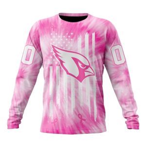 Personalized Arizona Cardinals Pink Tie Dye US Flag AOP Sweatshirt