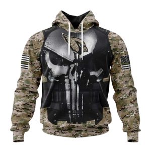 Personalized Arizona Cardinals Punisher Skull Camo AOP Hoodie