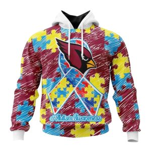 Personalized Arizona Cardinals Puzzle Autism Awareness AOP Hoodie