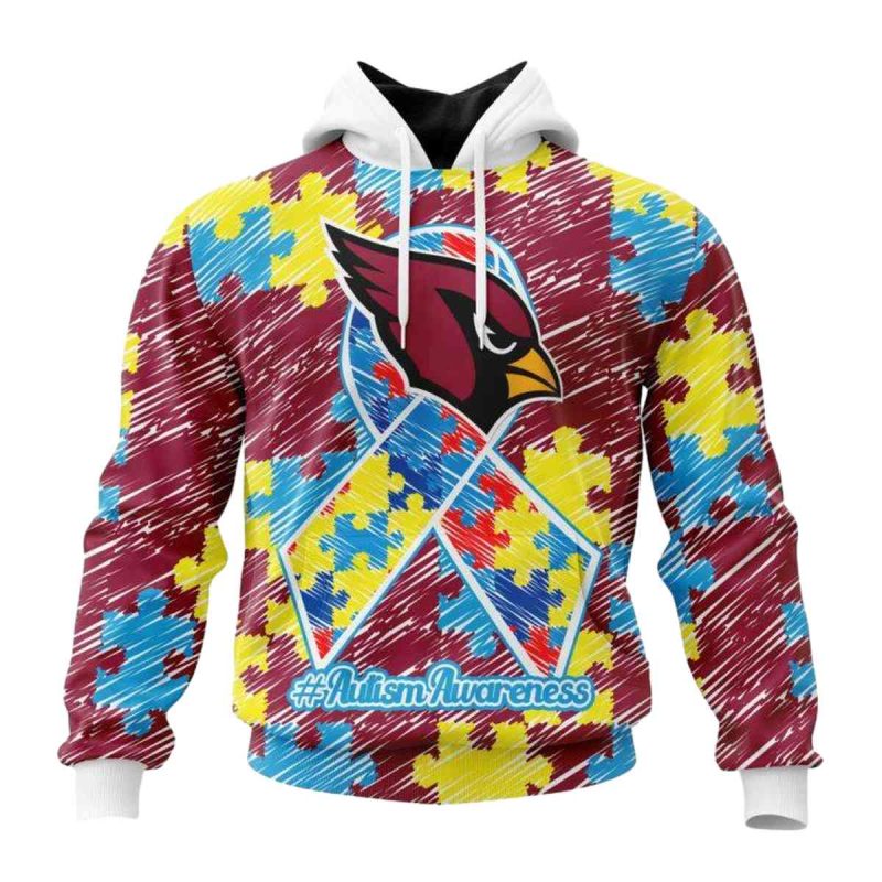 Personalized Arizona Cardinals Puzzle Autism Awareness Aop Hoodie 1