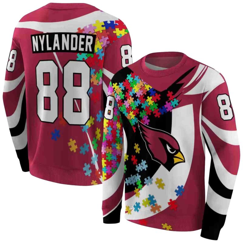 Personalized Arizona Cardinals Puzzle Pieces Red Aop Sweatshirt 1