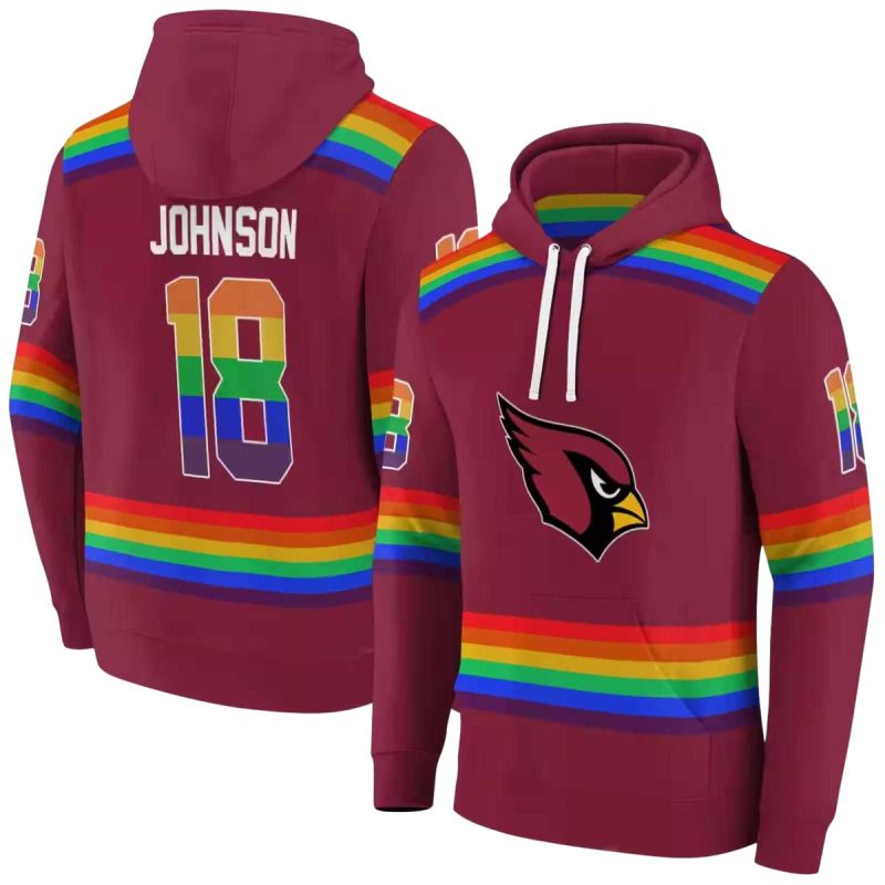 Personalized Arizona Cardinals Rainbow Stripes Red Aop Hoodie 1