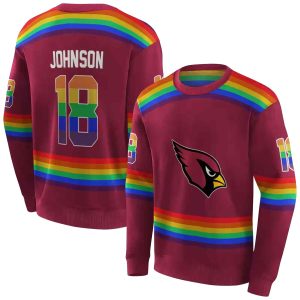 Personalized Arizona Cardinals Rainbow Stripes Red AOP Sweatshirt