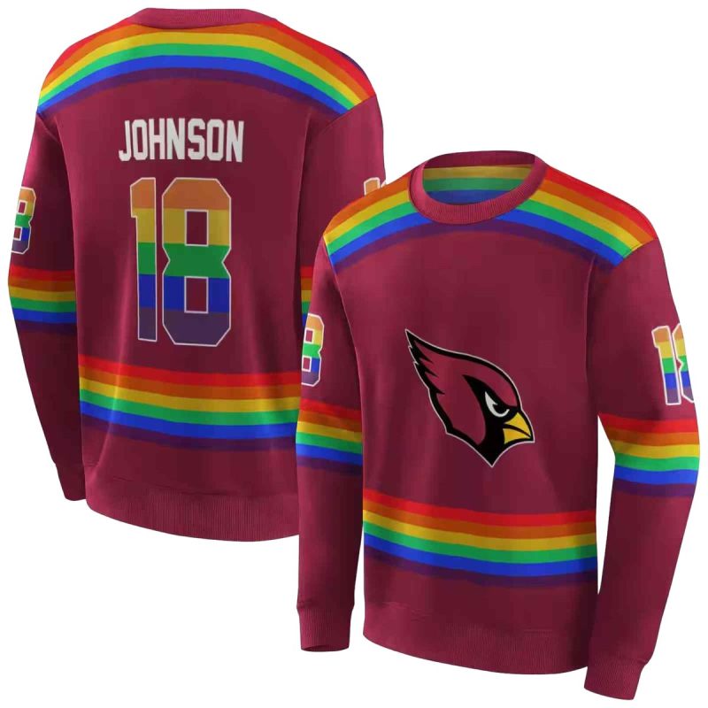 Personalized Arizona Cardinals Rainbow Stripes Red Aop Sweatshirt 1