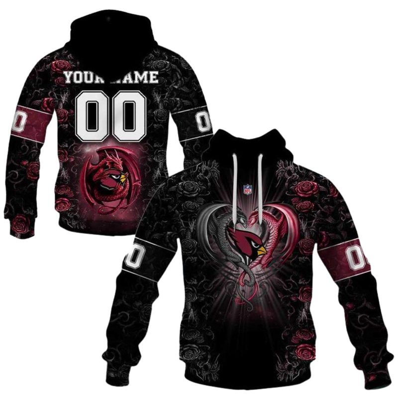 Personalized Arizona Cardinals Rose Dragon Aop Hoodie 1