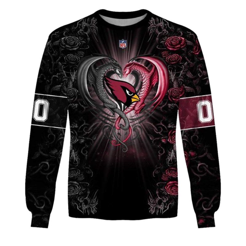 Personalized Arizona Cardinals Rose Dragon Aop Sweatshirt 1