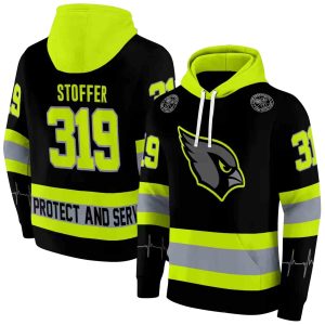 Personalized Arizona Cardinals Safety Motif Black Neon Green AOP Hoodie