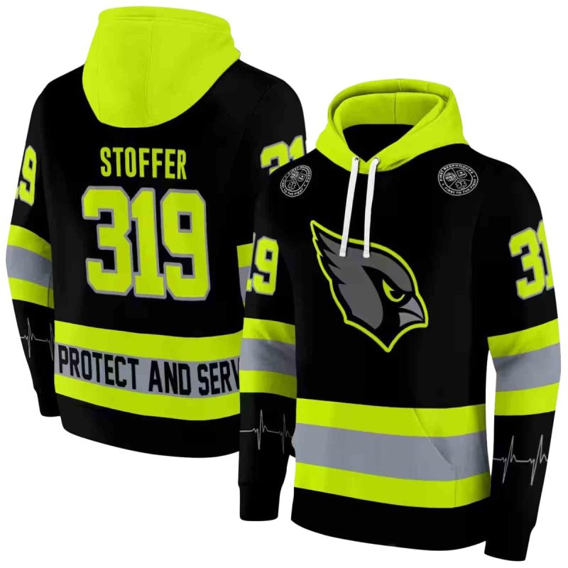 Personalized Arizona Cardinals Safety Motif Black Neon Green Aop Hoodie 1