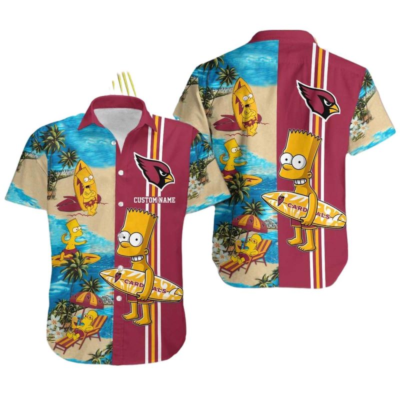 Personalized Arizona Cardinals Simpsons Surfing Hawaiian Shirt 1