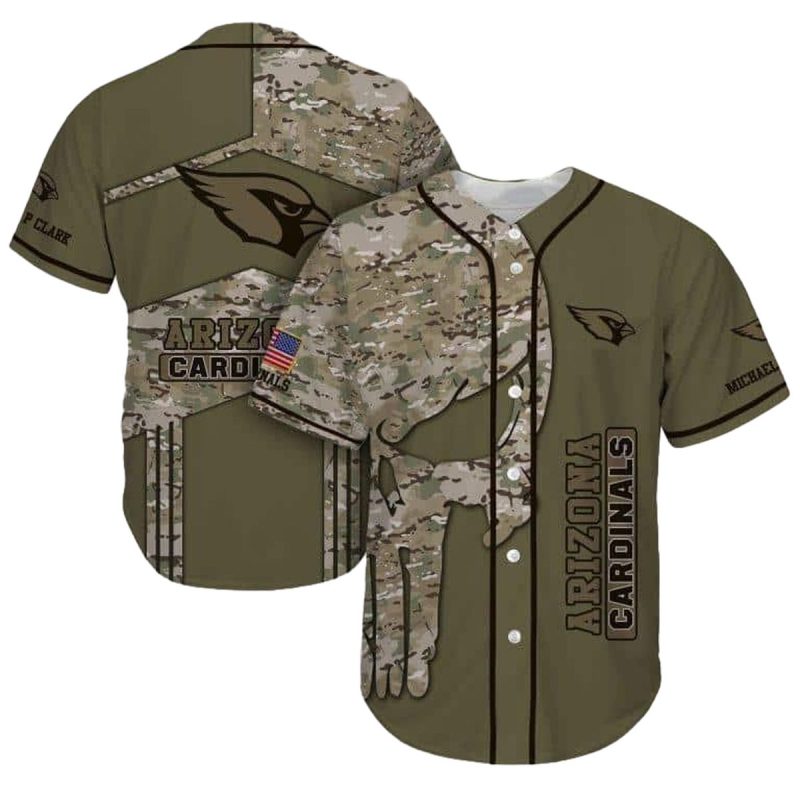 Personalized Arizona Cardinals Skull Camo Gift For Cool Dad Baseball Jersey 1