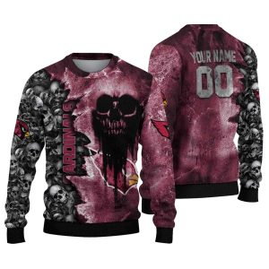 Personalized Arizona Cardinals Skull Collage Red AOP Sweatshirt