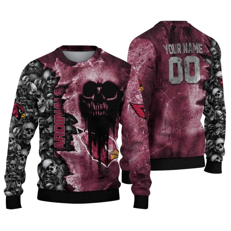 Personalized Arizona Cardinals Skull Collage Red Aop Sweatshirt 1
