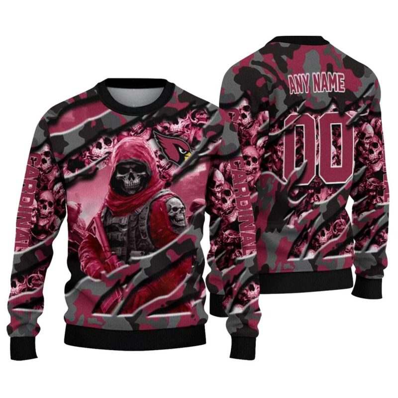 Personalized Arizona Cardinals Skull Horde Red Aop Sweatshirt 1