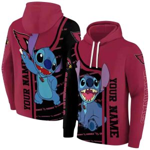 Personalized Arizona Cardinals Stitch Ohana Black Red AOP Hoodie