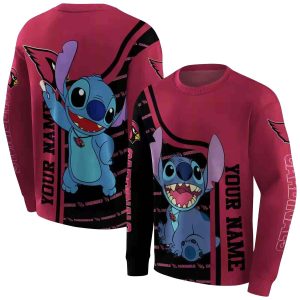 Personalized Arizona Cardinals Stitch Ohana Black Red AOP Sweatshirt
