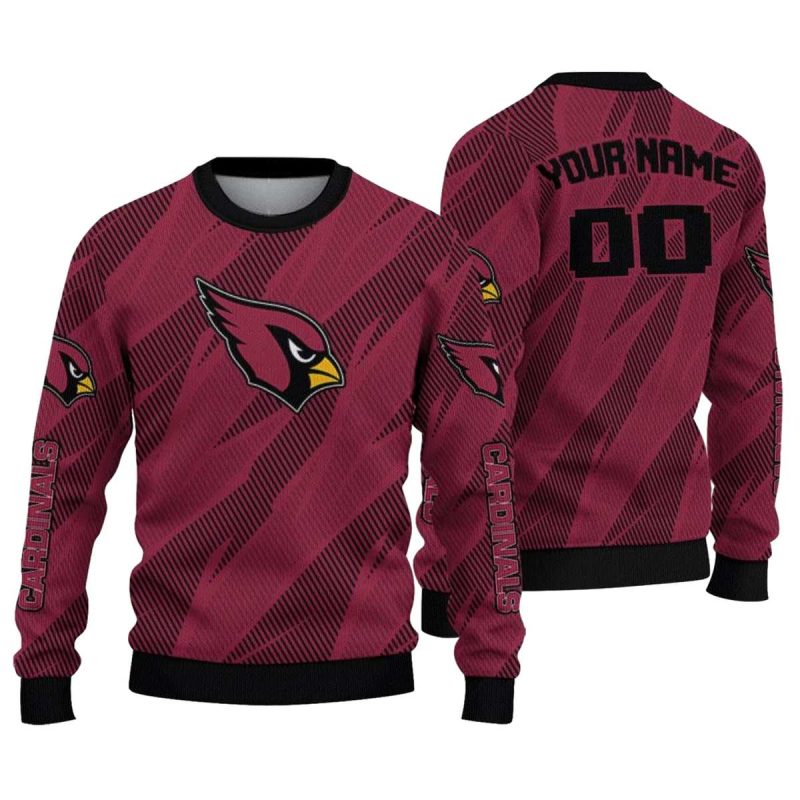 Personalized Arizona Cardinals Stripe Motion Red Aop Sweatshirt 1