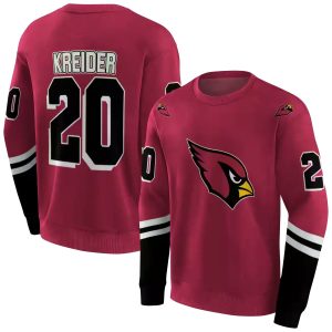 Personalized Arizona Cardinals Striped Sleeves Red AOP Sweatshirt