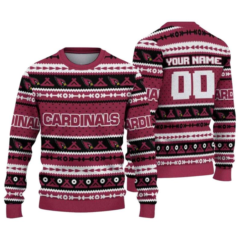 Personalized Arizona Cardinals Tent Stripes Red White Aop Sweatshirt 1