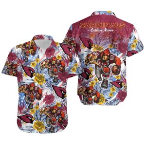 Personalized Arizona Cardinals Tropical Floral Mascot Hawaiian Shirt