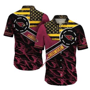Personalized Arizona Cardinals US Flag Multi Logo Hawaiian Shirt
