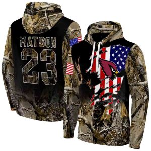 Personalized Arizona Cardinals US Flag Tree Camo AOP Hoodie