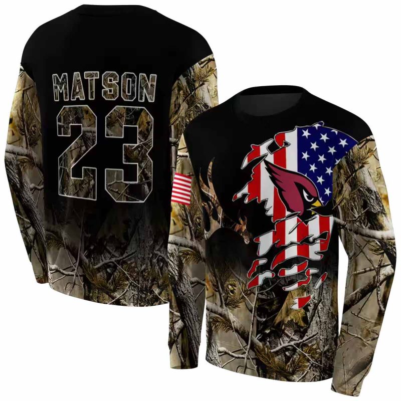 Personalized Arizona Cardinals Us Flag Tree Camo Aop Sweatshirt 1