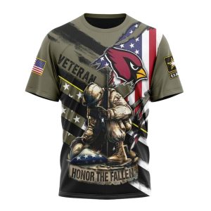 Personalized Arizona Cardinals Veterans Kneeling Soldier AOP T Shirt