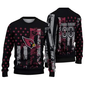 Personalized Arizona Cardinals Vintage USA Flag Black AOP Sweatshirt
