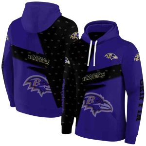 Personalized Baltimore Ravens Abstract Shape Purple Black AOP Hoodie