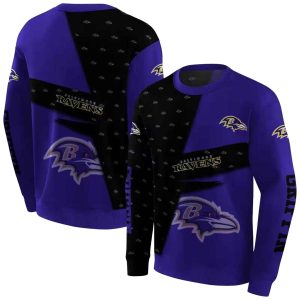 Personalized Baltimore Ravens Abstract Shape Purple Black AOP Sweatshirt