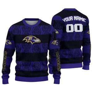 Personalized Baltimore Ravens Bulldog Motif AOP Sweatshirt
