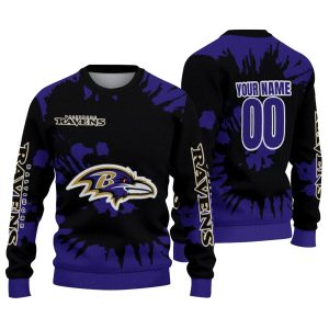 Personalized Baltimore Ravens Burst Swirl Purple AOP Sweatshirt