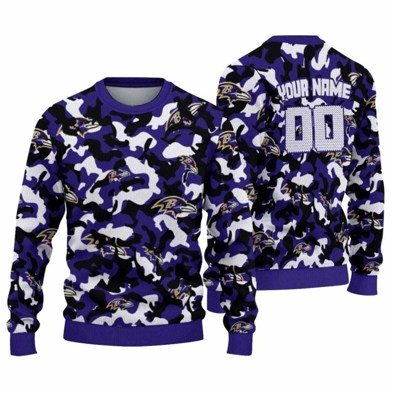 Personalized Baltimore Ravens Camouflage Motif Aop Sweatshirt 1