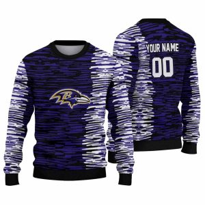 Personalized Baltimore Ravens Camouflage Stripe Purple White AOP Sweatshirt