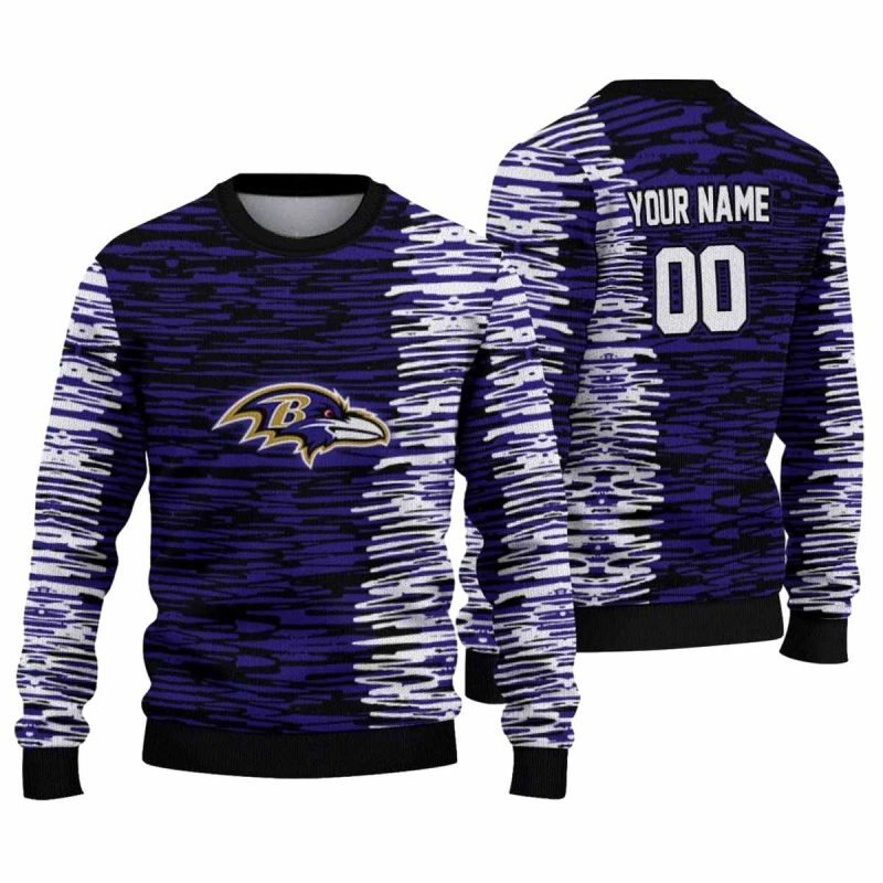 Personalized Baltimore Ravens Camouflage Stripe Purple White Aop Sweatshirt 1