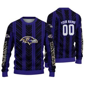 Personalized Baltimore Ravens Chevron Rows Purple AOP Sweatshirt