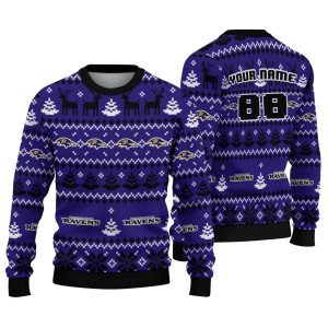 Personalized Baltimore Ravens Christmas Designs Purple AOP Sweatshirt